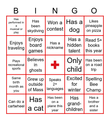 Get to know you BINGO! Bingo Card