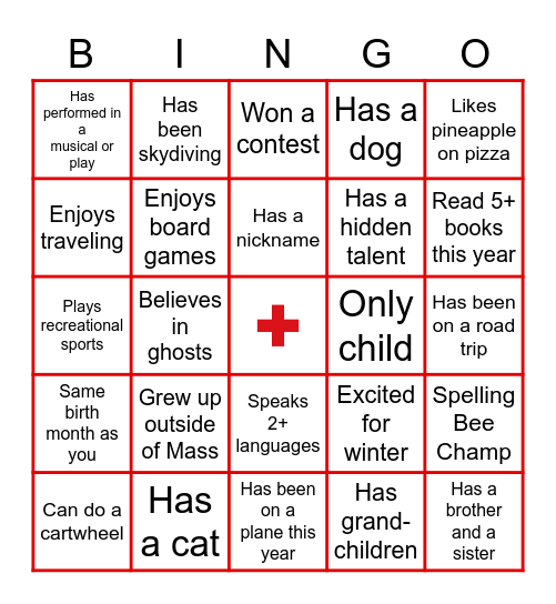 Get to know you BINGO! Bingo Card