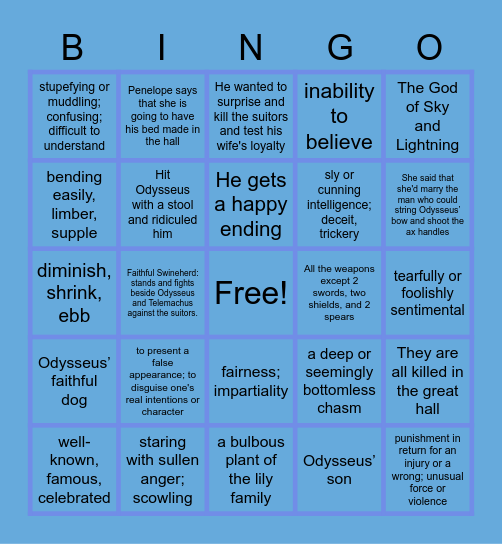 Odyssey Test Part 2 Bingo Card