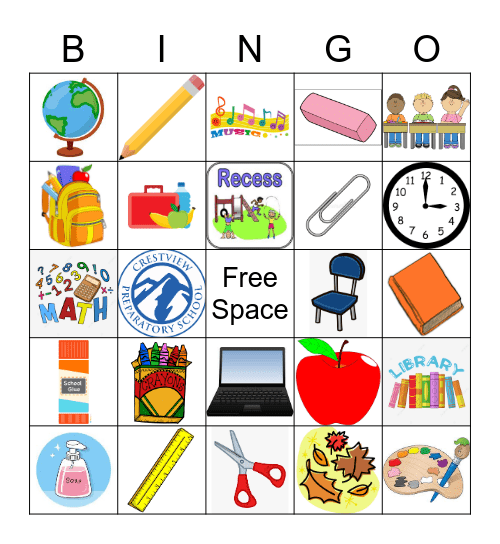 Back To School Bingo Card