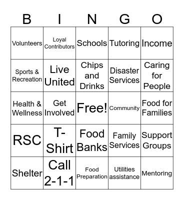 United Way 2016 Campaign Bingo Card