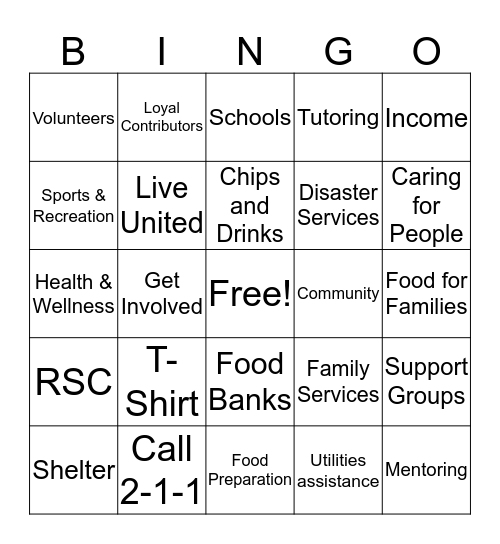 United Way 2016 Campaign Bingo Card