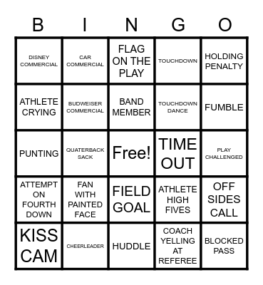 FOOTBALL BINGO Card