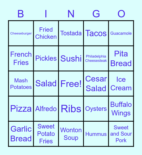 Food Bingo Card