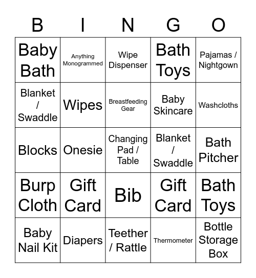 BABY BINGO Card