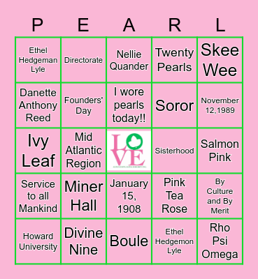 AKA Bingo Card