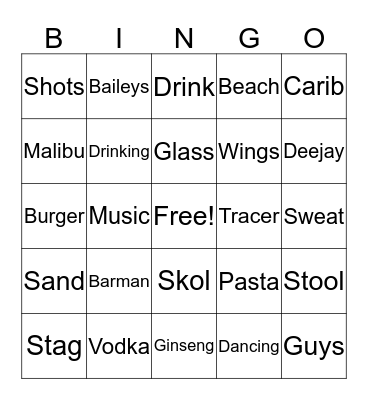 Girls Night - Alcohol Bingo Card