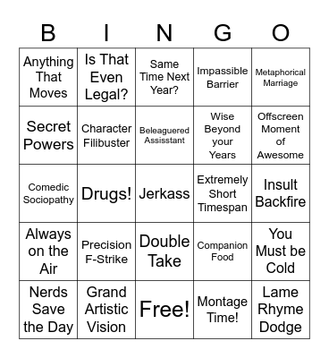 Wet Hot American Summer Bingo Card