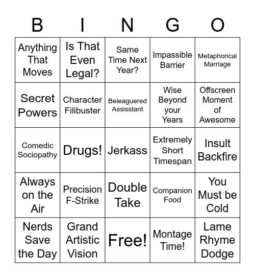 Wet Hot American Summer Bingo Card