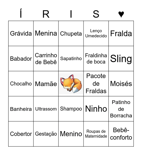 Chá de Bebê Bingo Card