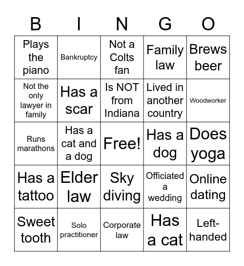 Indy Leadership Bingo Card