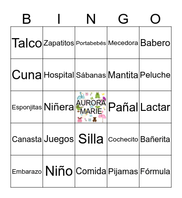 AURORA´s BABY SHOWER Bingo Card