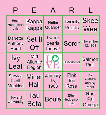 AKA Bingo Card