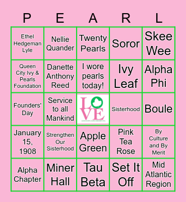 AKA Bingo Card