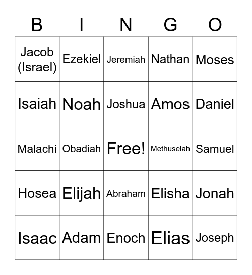 Old Testament Prophets Bingo Card