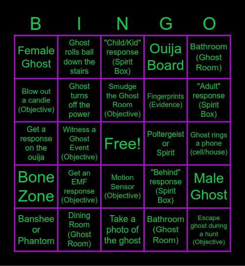 Karma's Bingo Night Bingo Card