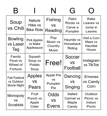 Fall Mix & Mingle Bingo Card