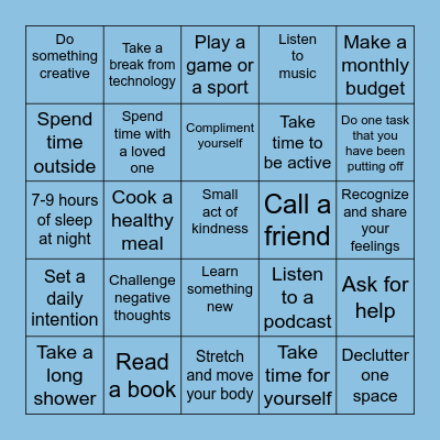 Self Care Bingo Card