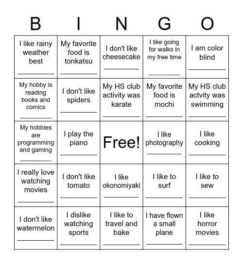 ALT Icebreaker BINGO Card