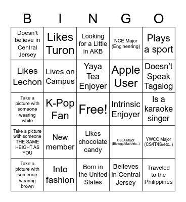 FINEST Meet-And-Greet Bingo Card