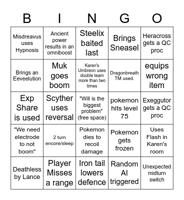 CK+ E4R1 Bingo Card