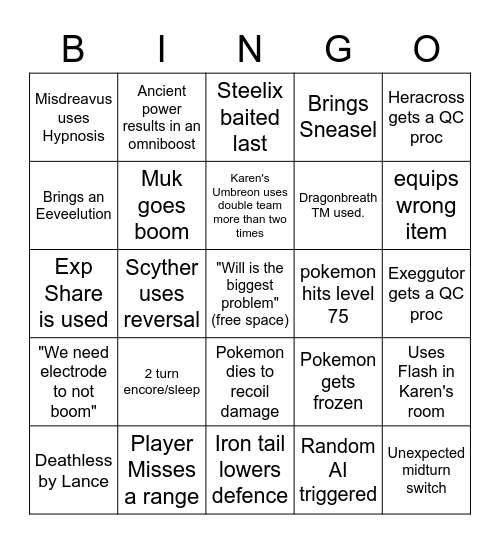 CK+ E4R1 Bingo Card