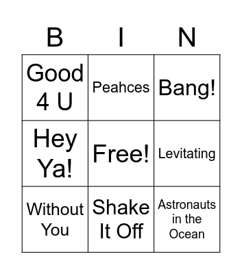 Music Bingo Card