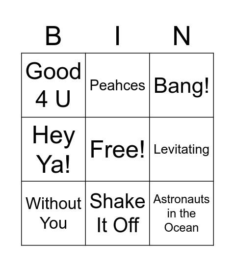 Music Bingo Card