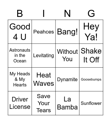 Music Bingo Card