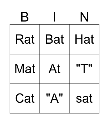"at" Family Bingo Card