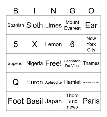 Gm 1 Trivia Oct 2022 One Line Bingo Card