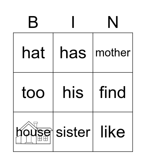 Family & a words Bingo Card
