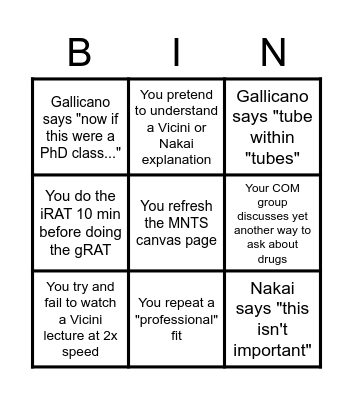 Take a shot every time... Bingo Card