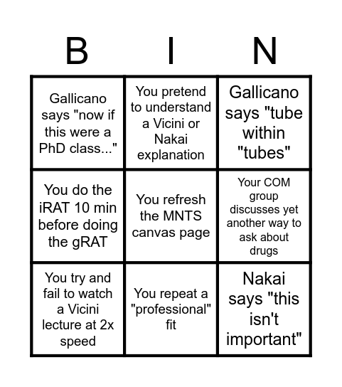 Take a shot every time... Bingo Card