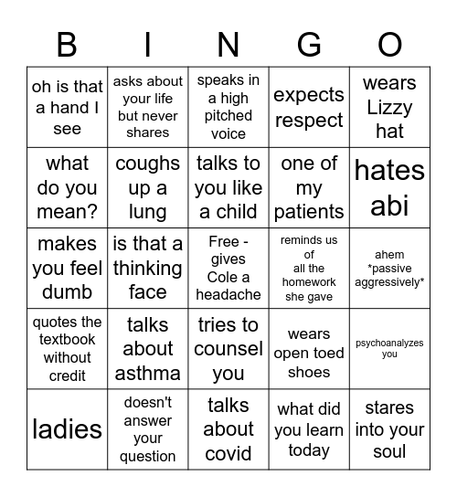 koby Bingo Card