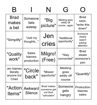 Milgro Bingo Card