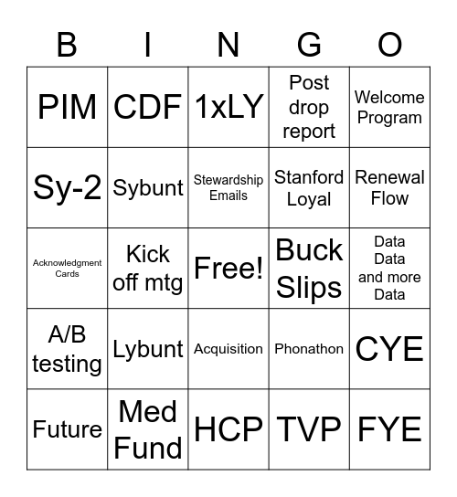 Annual Giving Bingo Card