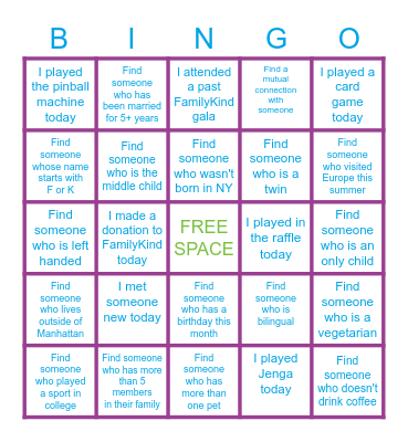 Game Night Happy Hour Bingo Card