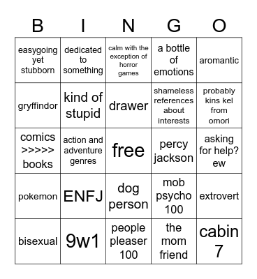 how similar are you to me Bingo Card