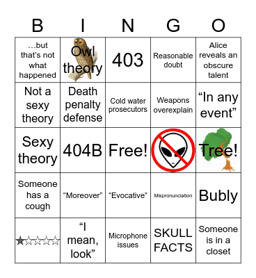 The Prosecutors Pod Bingo Card