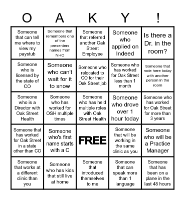 CO Engagement Day Bingo Card