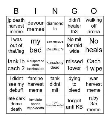 P5s/p6s/p7s PF BINGO Card