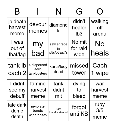 P5s/p6s/p7s PF BINGO Card