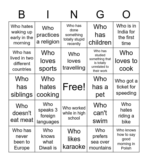 Our team! Bingo Card