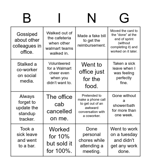 LSI Office Bingo Card