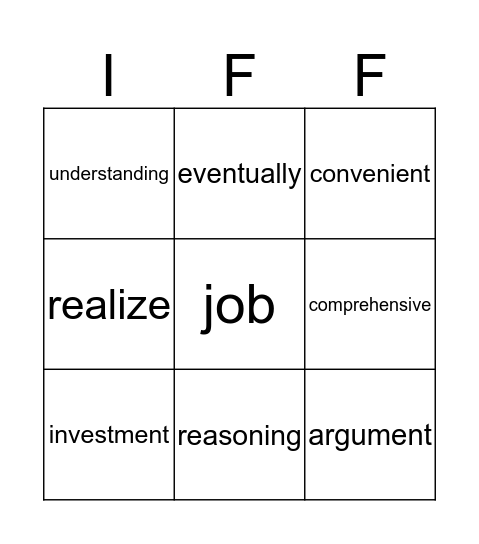 False Cognates Bingo Card