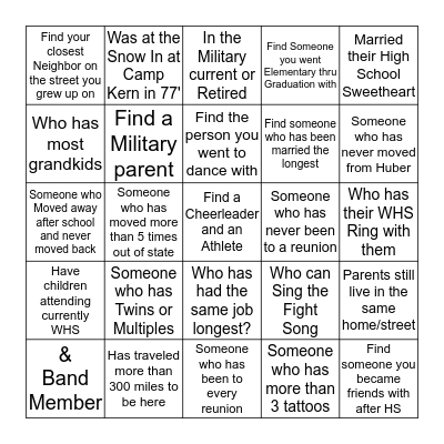 Getting to know your fellow Warriors Bingo Card