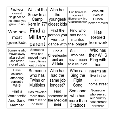 Getting to know your fellow Warriors Bingo Card