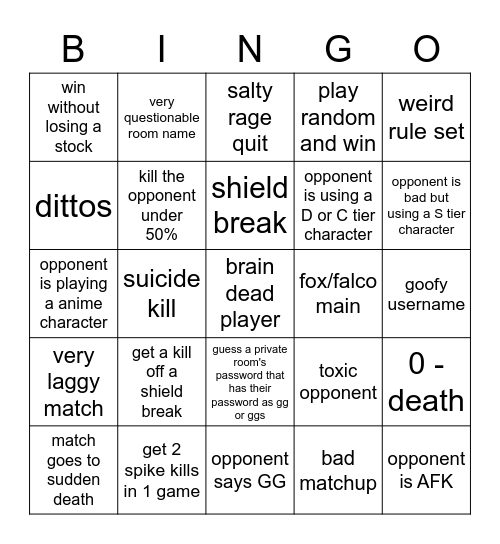 ssf2 online bingo Card