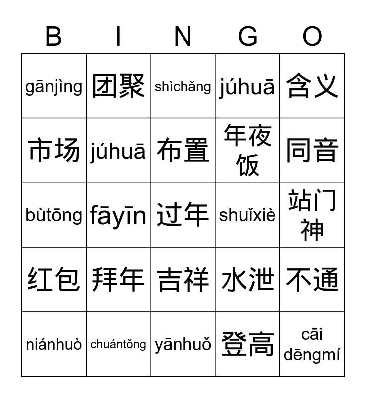 SH3 Ch2 A/B Bingo Card